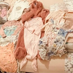 Lot of Baby girl clothing mostly newborn/0-3 month
